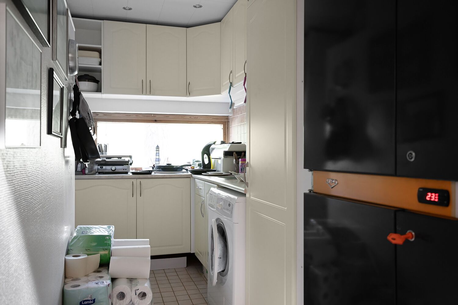 Clean modern kitchen sink workspace