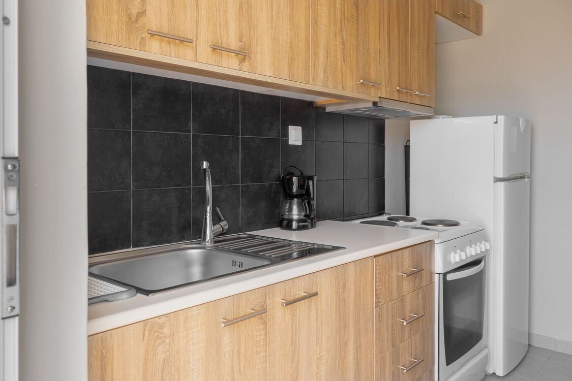 Organized modern kitchen sink area