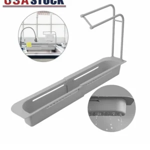 Kitchen Expandable Telescopic Sink Rack Shelf Sponge Drain Storage Basket Holder