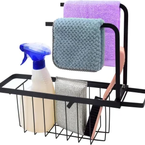 Kitchen Sink Caddy Organizer Telescopic Rack for Small Kitchen Sink 2 Towel bars