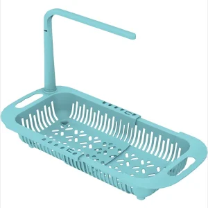 Telescopic Sink Rack Sponge Holder Sink Organizer Expandable Sink Organizer Blue