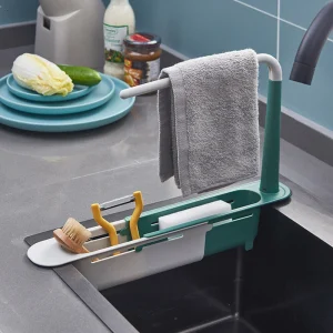 Telescopic Sink Rack Holder Expandable Storage Drain Basket Kitchen Organiser