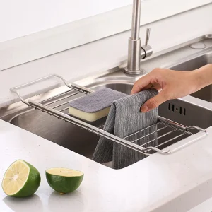 ˘ Telescopic Sink Storage Rack Stainless Steel Expandable Kitchen Sink Organizer