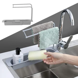 Sink Rack Telescopic Holder Expandable Storage Drain Kitchen Shelf Sponge Basket