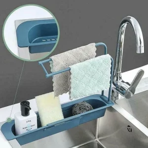 Telescopic Sink Rack Holder Expandable Storage Drain Basket for Kitchen 2pack